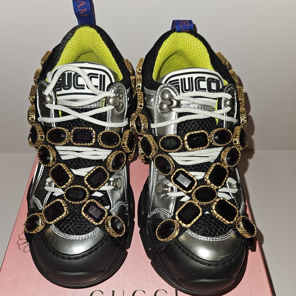 Gucci Women Flashtrek Silver w/ Purple Crystal - NWT